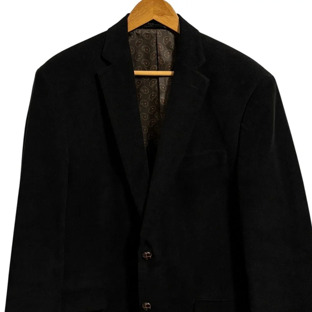 Chaps Corduroy Blazer Black Elbow Patches Dark Academia Preppy Professor 40R